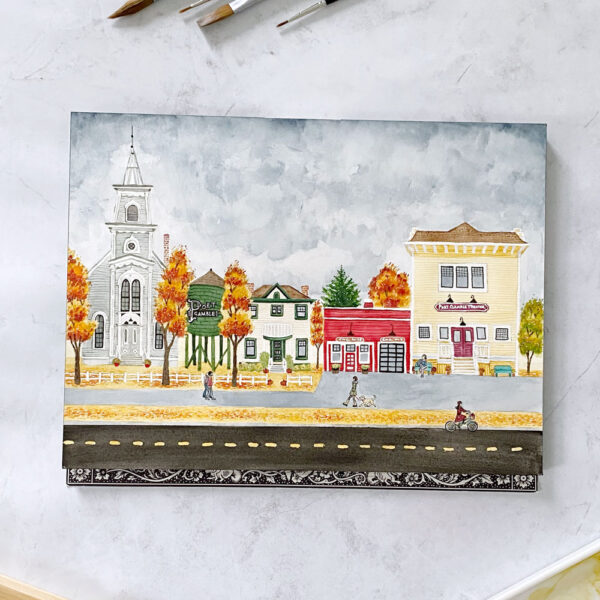 Historic Downtown Original Watercolor - inspired by Port Gamble, WA